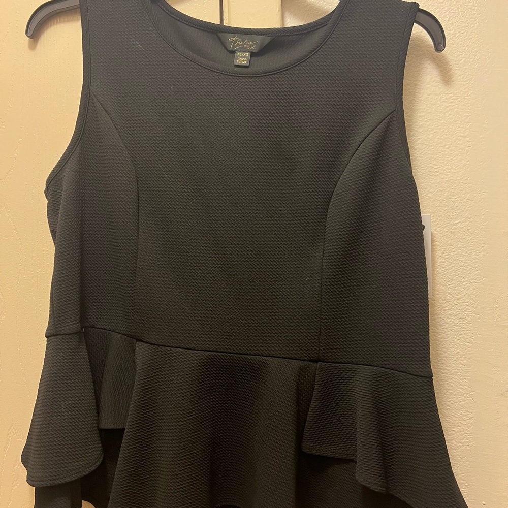 Thalia Sodi Black Textured Peplum Blouse